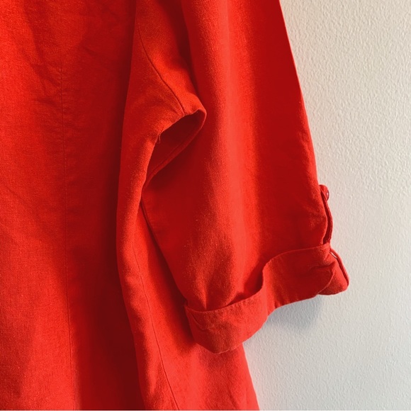 Haggar Linen Blend Button Down Red Cardigan Shirt - Picture 7 of 9